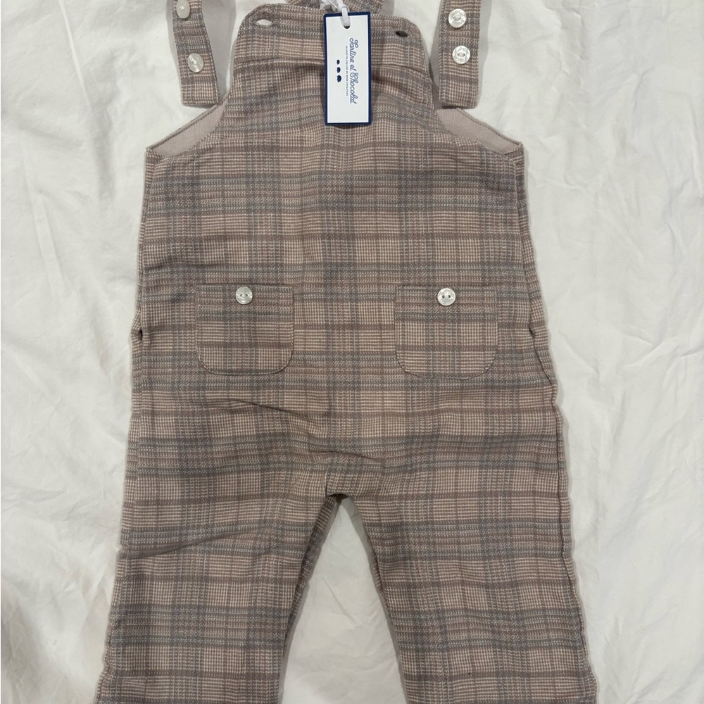 Tartine et Chocolat - 12 months - Checkered Overalls in Brown - new with tag